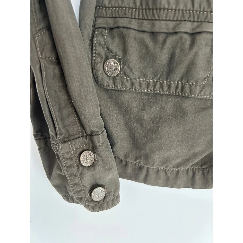 J.Crew Silk Cotton Utility Military Field Jacket Olive Green Safari Belted Sz SS